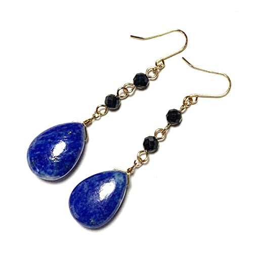 Rta varuna K18ピアス アフガニスタン産 天然 ラピスラズリ ドロップ ブルーサファイア フックピアス 無着色 大粒 瑠璃 K18YG 18金イエローゴールド アメリカン 誕生石 天然石 チャーム イヤリング 加工可