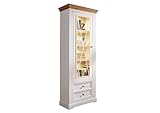 gemütlicher Landhausstil Woodroom Oslo Vitrine, Holz, weiß, schmal