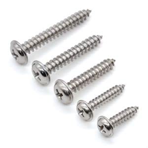 Glvaner M3 x 10mm (100 pcs) Stainless Steel Pan Washer Head Phillips Drive Self Tapping Screws, 304 Stainles Steel 18-8 Wood Screws, Sheet Metal Screws, Full Thread