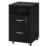 Yaheetech 2-Drawer File Cabinet with Lock, Under Desk Storage, Black