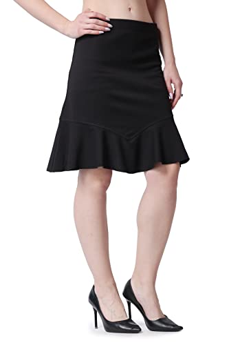 Image of POPWINGS Casual Twill Frill Knee Length Pencil Skirt for Women || Stylish Summer Skirt for Women || Knee-Length Skirt for Women || Semi-Formal Women Skirt