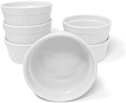 Set of 6 Oven Safe Souffle Ramekins, Small Charcuterie Bowls for Salsa, Baking, Dessert, Sauce (4 oz)