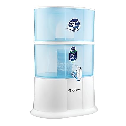 Image of Ruiquan 20L Gravity Water Purifier with Mineral Pot | UF Filter, Non-Electric | Stylish White Design for Office & Home Gravity-Based UF Filter for Clean, Safe Drinking Water