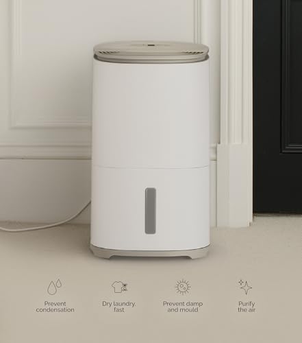 MeacoDry Arete® One 20L Warm Pebble Dual Dehumidifier & HEPA Air Purifier for Homes - 5x Year Warranty - Controls Humidity & Removes Excess Moisture