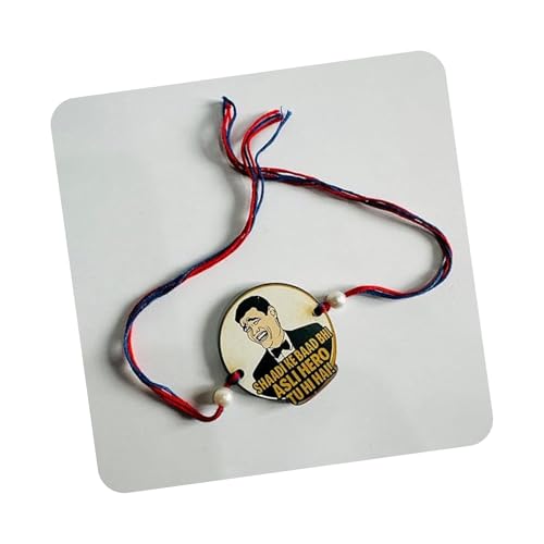 Image of eCraftIndia Brown Bro Word Bracelet Rakhi with Roli Chawal Pack | Raksha Bandhan Rakhi for Brother Bhaiya Bhai