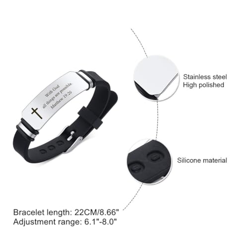 4Pcs Bible Verse Religious Bracelets Christian Cross Scripture Bracelet Adjustable Wristband for Men Women,Personalized Inspirational quotes, Religious Gifts4