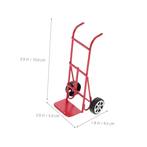 Carretilla miniatura metálica roja para dioramas miniatura 2