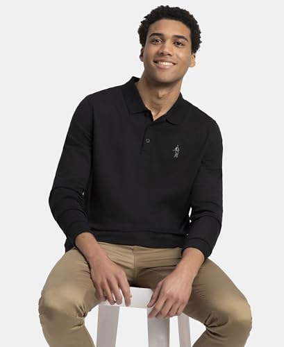 Image of Jockey 3914 Men Super Combed Cotton Rich Solid Full Sleeve Polo T-Shirt with Ribbed Cuffs
