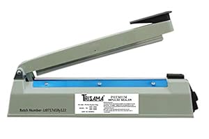 TRISAMA Sealing Machine Hand Hald Heat Sealer Plastic Body Premium Pouch Packing Machine with Repair Kit (White, 200 mm 8 Inch)