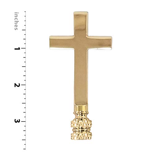 Image of Royal Designs, Inc. Cross Lamp Finial, Large Polished Brass, Decorative Replacement Finial for Table or Floor Lamps, Set of 2