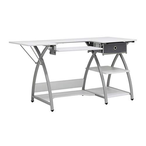 Sew Ready Venus Sewing Center, 56.75" W x 23.5" D x 30" H, Silver/White