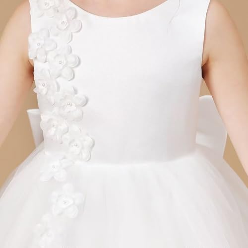 Girls Princess Celebration Prom Dress 3D Floral Kids Wedding High Low Flower Girl Dress2