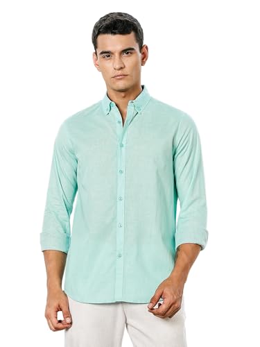 Image of Thomas Scott Men's | Linen Blend | Solid | Premium Cotton Linen Blend | Full Sleeve | Casual Shirt for Men