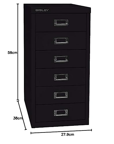 BISLEY MultiDrawer, 29er Serie, DIN A4, 6 Schubladen, Metall, 605 Blau, 38 x 27.9 x 59 cm