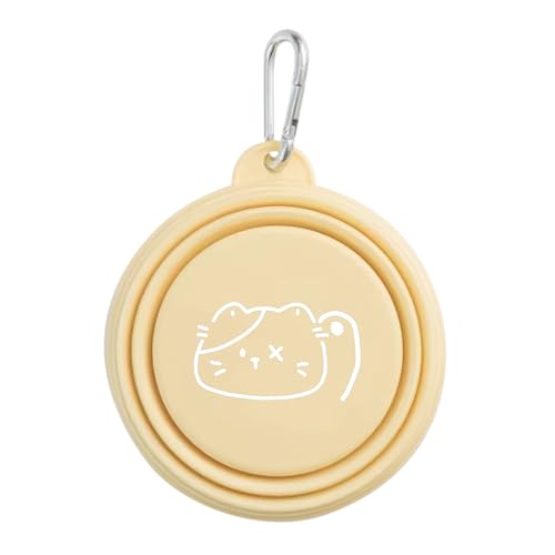 ペット旅行用コンテナ |犬猫用折りたたみカップ |ポータブルシリコン折りたたみ皿 キャンプ ハイキング ウォーキング 軽量 再利用可能なボウル 小型ペット用