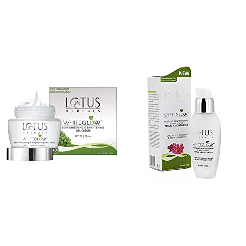 Image of Lotus Herbals Whiteglow Skin Whitening And Brightening Gel Cream, SPF-25, 40g And Lotus Herbals White Glow Intensive Skin Serum+ Moisturiser, 30ml