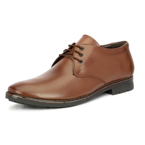 Image of Leatherful Formal Lace-up Derby Shoes for Men | Full Grain Leather | TPR Sole & Nappa Lining | Office, Party, All Occassion | Genuine Leather | Smart Casual - YKDB020BL1S-06