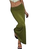 Avanova Women's Sexy Bodycon Pencil Skirt Elastic Waist Party Velvet Maxi Skirts Green Small