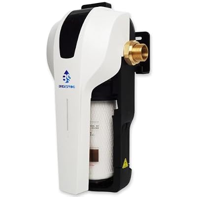 BriskSpring Whole House Water Filter System, MEGA Spin Down Sediment Filter, 1-10mircon PP Filter+Carbon Block Reduces Chlorine, Sediment&Odor, No-Shutoff Maintenance, 1" MNPT + 3/4" FNPT, White