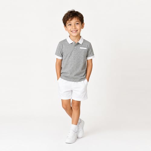 Image of Mud Kingdom Boys Polo Shirt Short Sleeve School Uniform Pique Polo Summer