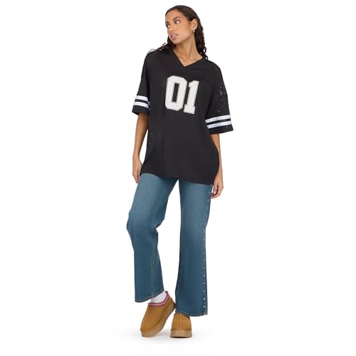 Image of Forever 21 Women's Mesh Oversized Football Tee with Screens