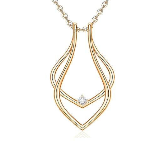 Collier porte-bague en CZ éclatant, pendentif géométrique de mariage