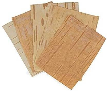 BHOJPATRA for Pooja Natural BHOJPATRA Sheet Betula UTILIS/BHURJJAMARAM/PURCHCHAM/BHUJAPATRAM/BHUJAATRI/BHUYAPATRA/BHURJ - 5 Pieces Wooden Yantra (Pack of 5)