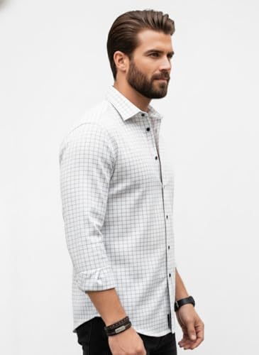 Image of Amazon Brand - INKAST Men's Slim Fit Button Down Dress Shirts Textured Long Sleeve Casual Hawaiian Shirt