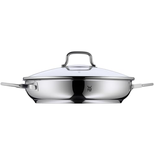 Foto von WMF Devil Servier-Schmorpfanne Induktion 26 cm mit Glasdeckel, Ofenfeste Pfanne, Servierpfanne, Cromargan Edelstahl beschichtet, Keramikbeschichtung, backofenfest