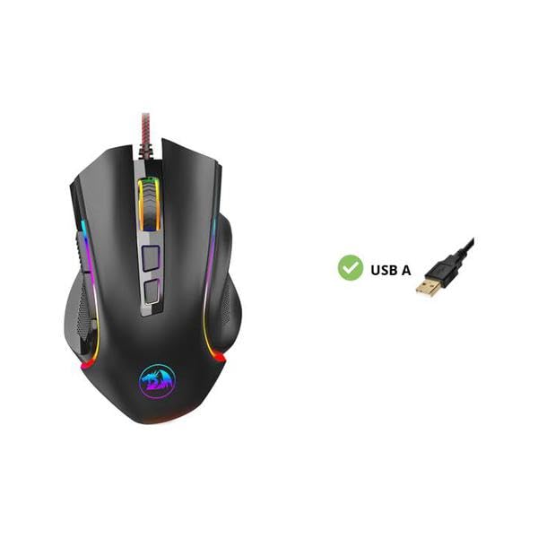 Redragon M602 RGB Wired Gaming Mouse RGB Spectrum Backlit Ergonomic Mouse Griffin Programmable with 8 Backlight Modes, Up to 7200 DPI for Windows PC Gamers (White)