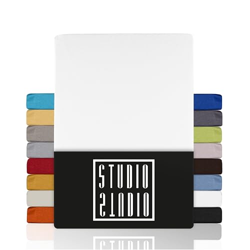 STUDIO Basic Spannbettlaken 140x200cm, 100% gekämmte Baumwolle, Oeko-TEX 100, Markenqualität, Bettlaken Spannbetttuch 140x200 für alle gängigen Matratzen bis 25cm Höhe - Weiß 3 STUDIO Basic Spannbettlaken 140x200cm, 100% gekämmte Baumwolle, Oeko-TEX 100, Markenqualität, Bettlaken Spannbetttuch 140x200 für alle gängigen Matratzen bis 25cm Höhe - Weiß