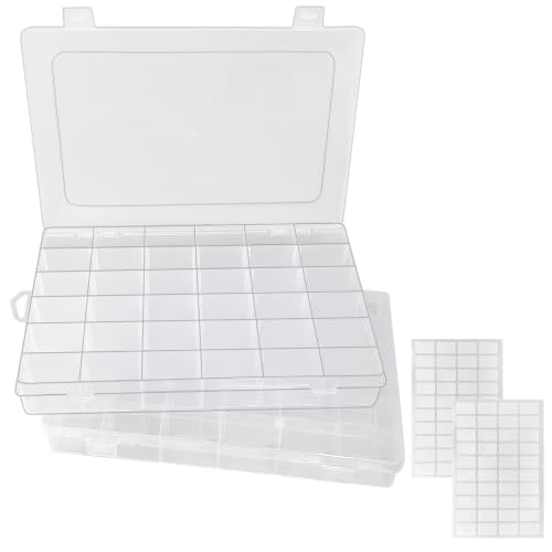 Image of Guyuyii 2 PC 36 Grid Clear Bead Storage Containers with Adjustable Dividers