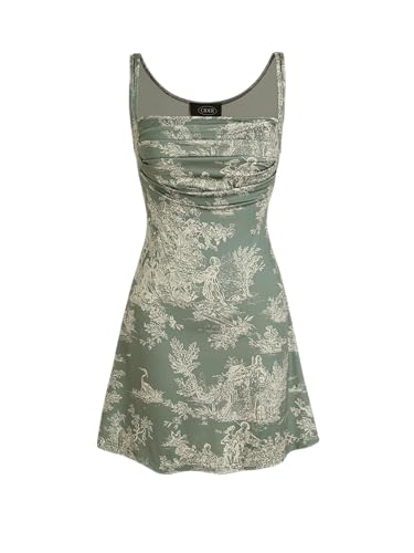 Image of CIDER Women A-Line Mini Dresses Square Neck Ruched Floral Fit and Flare Casual Summer Semi Formal Dress