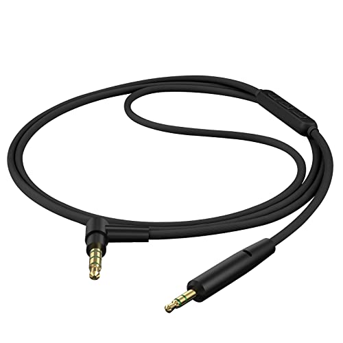 GEEKRIA Audio Cable with Mic Compatible with Sennheiser Momentum 4, PXC 550, PXC 550 II, ACCENTUM Plus Headphones, 2.5mm to 3.5mm Replacement Stereo Cord with Inline Microphone (4 ft/1.2 m)