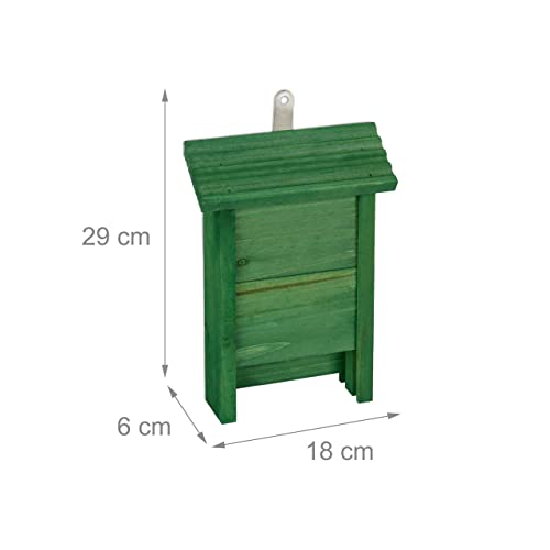 Relaxdays Bat Box, Large Safelodging for Wildlife HxWxD: 29x18x6, Animal Hotel, Sanctuary, Protect, Pine Wood, Green - Image 4