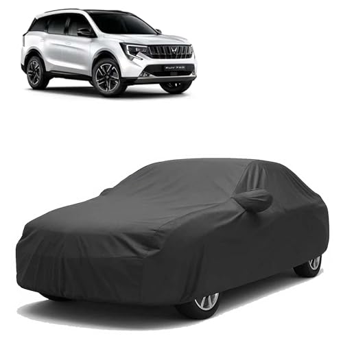 Image of Sulfar 100% Water Resistant Car Body Cover Compatible with Mirror for Mahindra XUV 7XO (Triple Stitched, Full Bottom Elastic, Dark Grey)