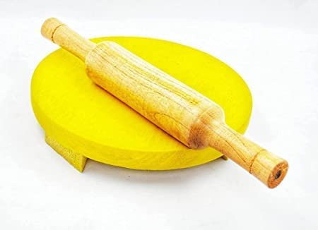MOOLYAVAAN Products Chakla Belan roti Maker Wooden Chakla Belan Rolling Pin Roti Wooden chakla Belan Set Handmade Chapaati Maker (Color May Vary)
