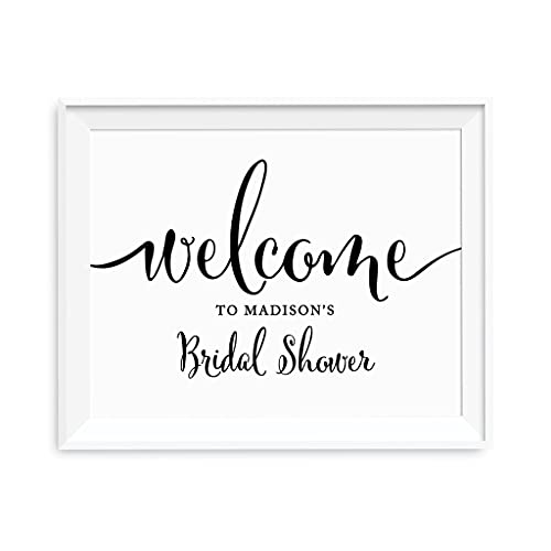 Andaz Press Personalized Wedding Party Signs, Formal Black and White Print, 8.5x11-inch Wall Art, Poster, Gift, Welcome to Madison's Bridal Shower Sign, 1-Pack, Custom Made Any Name