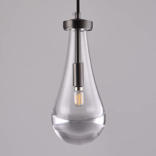 Camastar Raindrop Pendant Lights, Bronze Black Pendant Lighting For Kitchen Island, Clear Glass Pendant Modern Ceiling Light, Dining Room Teardrop Hanging Light Fixture #TOP6
