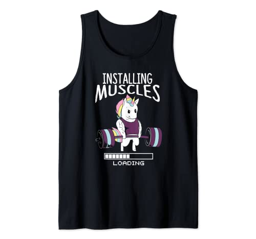 You sweat for this so show off those muscles! Funny Unicorn Muscles Gift Costume Wear it to the gym or fitness class for some laughs! This Installing Muscles Please Wait T-Shirt is a great gift for friends & family who love working out.