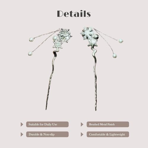 Image of INHEAVEN Metal Hair Sticks for girl Vintage Hair Chopsticks for Women Minimalism Irregular Curve Hair Sticks for Buns Chinese Hair fork for Women (stick 05)