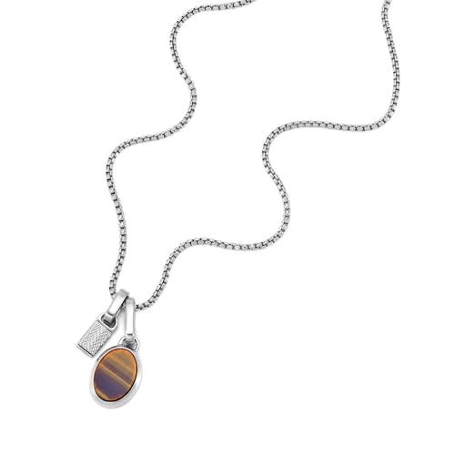 Fossil Herren Jewelry Silberfarbene Edelstahl-Halskette, JF04852040 – Ansicht 4