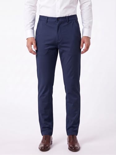 Image of Mehrang Men's Slim Fit Casual Mid Rise, Cotton Blend Trousers, Side Pockets || Classic Slim Fit Chino Pants || Business Casual Dress Trousers