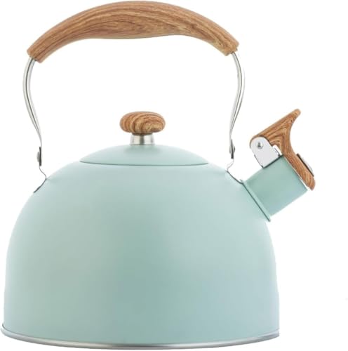 AOBOPO2.5L 大容量笛吹きケトル ステンレス製湯沸かしやかん 木目調ハンドルおしゃれデザイン 弊社特製キーホルダー付き 広口設計 高保温性 ティーポット兼用 家族用最適 ガスコンロ・IH クッキングヒーター対応 キッチンインテリアに融け込み 洗浄簡