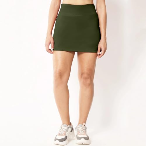 Image of Mehrang Skirt with Shorts for Women's & Girl's Solid High Waist Flared Skater Short Mini Skirt
