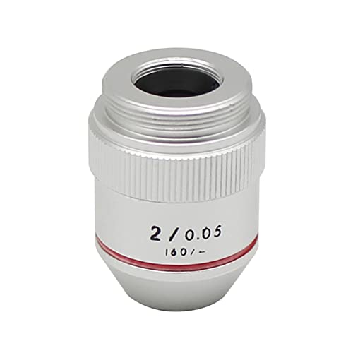 Microscope 1X 2X Low Magnification Infinity Objective with RMS Thread 20.2 Mm, 195 Achromatic Objective Lens for Biological Microscope(2X-160)