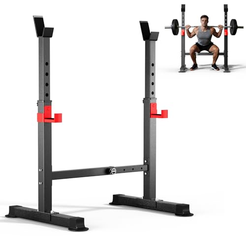 Image of Adjustable Squat Rack, 550LBS Multi-Function Barbell Rack for Weight Lifting and Home Gym Fitness Workout Portable Squat Bench Press - Great for Beginners