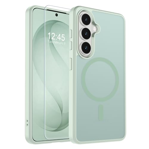 Image of SUPFINE Magnetic for Samsung Galaxy S26 Plus Case with Screen Protector, (Built-in Magnets) (Military Grade Drop Protection) Slim Translucent Shockproof Phone Case,Light Green