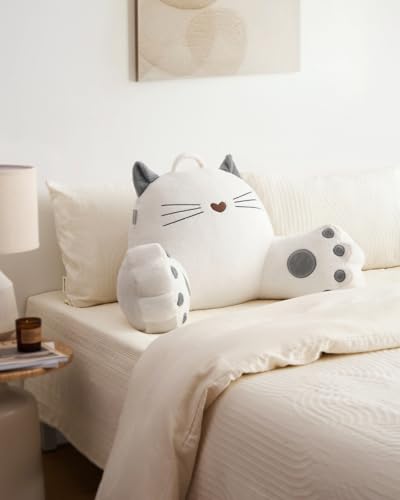 Image of Blissful Diary Kitty Reading Pillow for Kids /Teens /Adults, Back Pillow for Sitting Up in Bed with Shredded Memory Foam, Bed Rest Pillow with Arms, Back Support Pillow
