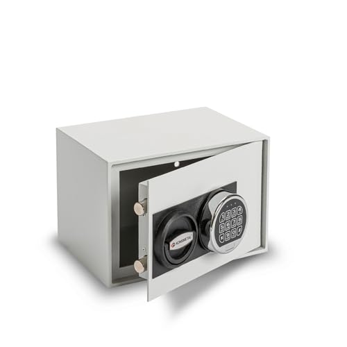 Konsmetall - Tresor Kolibri 2.0 20 S1, Elektronischer Safe für Zuhause, Möbeltresor 20,5 x 29,8 x 21,3 cm, Box Mit Elektronischem Codeschloss, Gesamttürstärke 40 mm - Lichtgrau